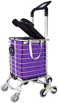 Cart Shopping Cartthicken Luggage Heavy Trolley Trolley Car Pull Portable Pram Folding Grocery Trailer Purple (Blue) (Purple)