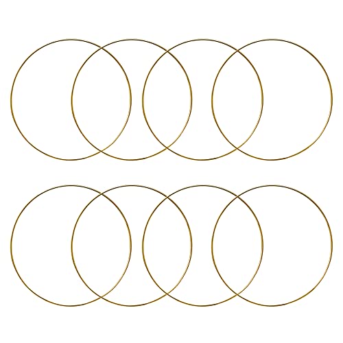 TSJ 8 PCS 10 Inch Gold Metal Hoop Rings for DIY Dream Catcher Rings Floral Wreath Crafts Macrame Hoops for Wedding Decor Baby Shower
