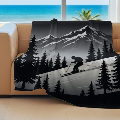 Couverture flanelle skieur style extérieur minimaliste salon - 5