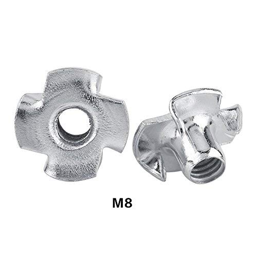 Four-Pronged T Nut Tee Nuts, Zinc Plated Carbon Steel Fasteners for Woodworking Furniture M3, M4, M5, M6, M8 Sizes, 30pcs per pack - Image 2