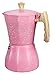 Stovetop Espresso Maker - Ekspres do kawy Moka Pot na kuchenkę gazową lub elektryczną - 3 filiżanki Espresso Shot Maker (kolor: różowy, rozmiar: 15x12x15,5cm)