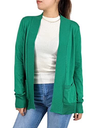 Image of YEMAK Women's Long Sleeve Open Front Knit Sweater Cardigan Shrug with Pocket (S-XL)