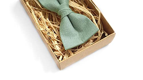 Sage green wedding bow ties for groomsmen and boys or toddlers made from eco friendly linen/Eco Friendly Linen bow tie gift for groomsmen