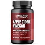 HAVASU NUTRITION Apple Cider Vinegar Capsules with 500mg Apple Cider Vinegar and 20mg Cayenne Pepper - Bloating Relief and Appetite Suppressant; Non-GMO; 60 Capsules for Men and Women
