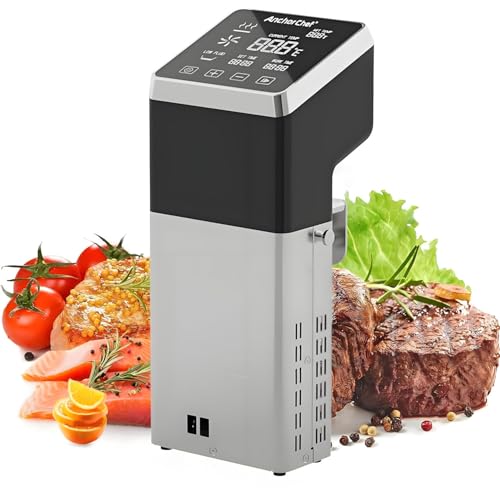 AiODiO Cuiseur sous Vide de précision, thermoplongeur, Appareil de Cuisson sous Vide, Ultra-Silencieux (13 DB), étanche IPX7, thermoplongeur à 360°, Acier Inoxydable pour la Cuisine Domestique