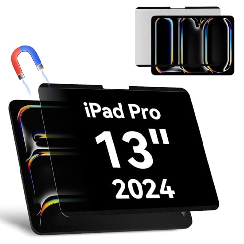 Protescreen Magnetic Privacy Filter for iPad Pro 13 Inch 7th (2024, M4), 1 Count, Matte, Polyethylene Terephthalate, 12.9 inches, 1x1 inches, Blue Light Block, Anti-Glare, Anti-Spy