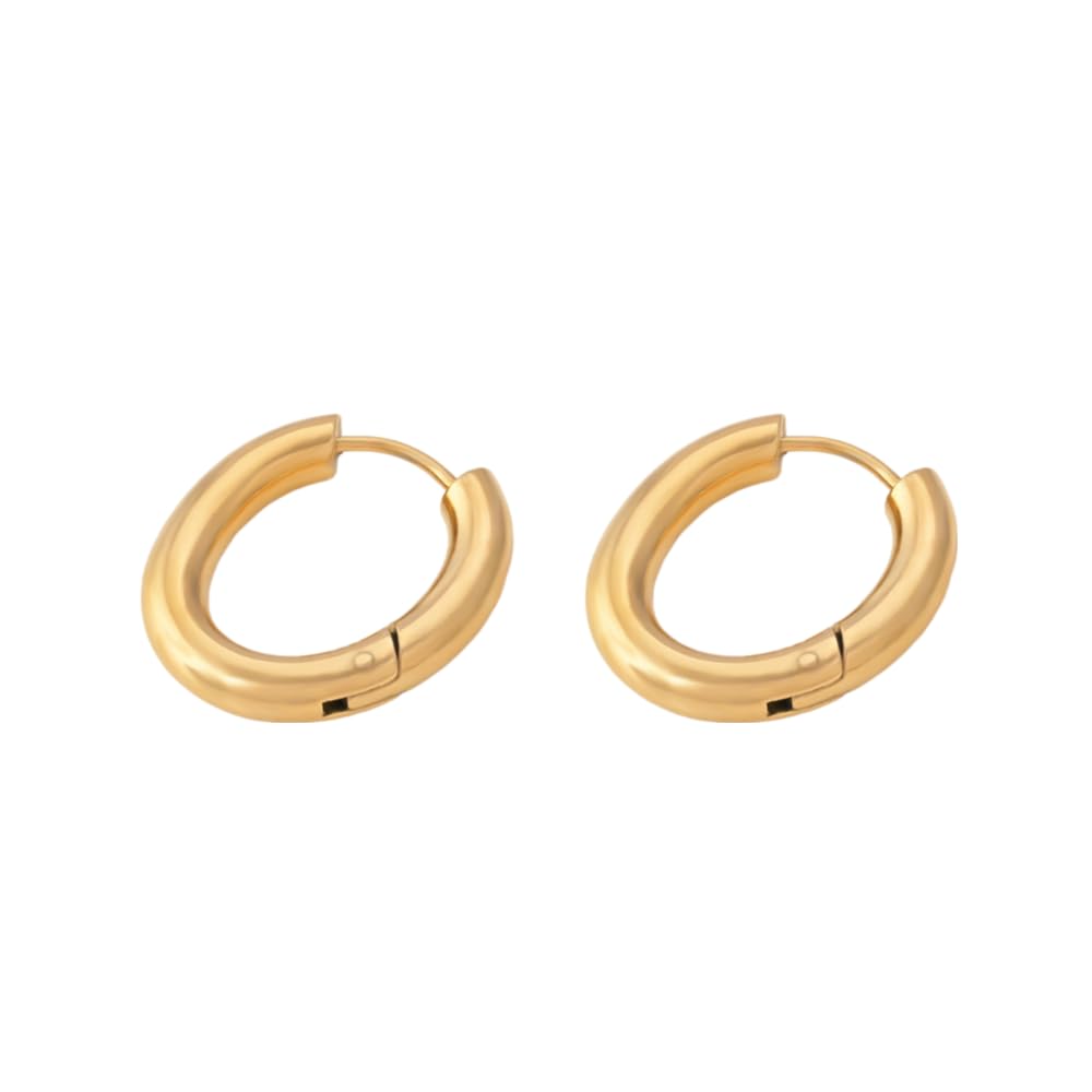 Oval Shape Hoop Earrings for Women -18K Gold Plated Earrings, Gift For Women & Girls | Waterproof & Anti Tarnish Earrings, Jewellery for Women-image-24