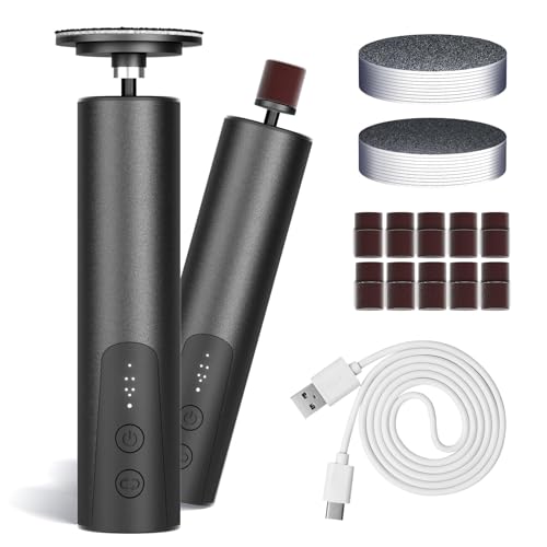 krofaue Kit de removedor de callos eléctrico, recargable por USB, 2 en 1, limpiador de pies y removedor de piel muerta, juego de pulidor eléctrico de uñas de 6 engranajes para el cuidado diario, color