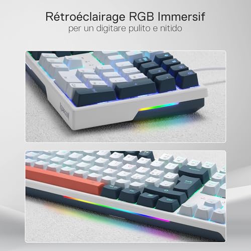 K668 RGB Tastiera Gaming - Meccanica Cablate con 109 Tasti, 4 Tasti Extra, Schiuma Fonoassorbente, Socket Hot-Swappable, Interruttori Rossi, QWERTY Layout Italiano - Tastiera gaming - Immagine 5