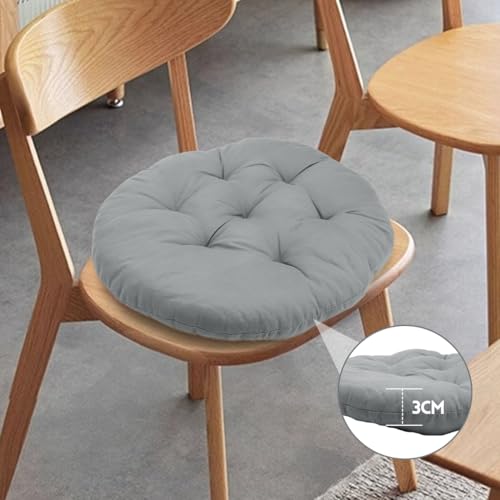 4er Set Stuhlkissen Rund 40cm,Runden Sitzkissen Gefüllte Sitzkissen,Stuhlkissen Anthrazit für Gartenstuhl,Bürostuhl,Balkonstuhl,Weiche Indoor & Outdoor Kissen Sitzpolster für Esszimmer,Wohnzimmer,Haus