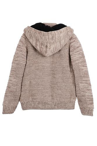 X RAY Boy's Zip Up Hooded Cardigan Sweater (S - XL), Full Zip Sherpa Hood Moto Arm Piece Sweater for Boys2