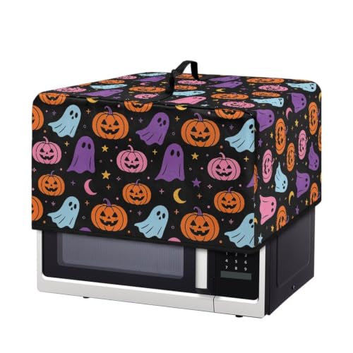 Image of Microwave Cover Air Fryer Toaster Oven Dust Cover Halloween Countertop Convection Oven Protector Kitchen Appliance Decor, S, Cute Ghost Pumpkin Star Moon