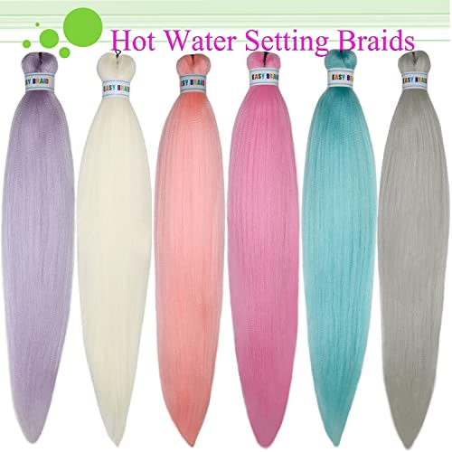 Colored Braiding Hair Pre Stretched Kanekalon Braids Hair Extensions 26Inch 6Pcs Knotless Braiding Hair Rainbow Kanekalon Braiding Hair Prestretched #TOP1