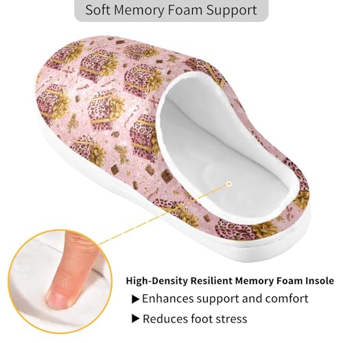 Fuzzy Memory Foam Slippers for Women/Men Leopard Print Gift Chocolate Candy Pattern Fluffy Winter House Shoes Indoor and Outdoor3