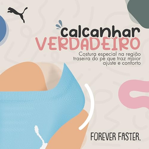 PUMA Kit 6 Pares Meia Infantil Cano Curto Sapatilha Everyday Juvenil Unissex, 1 Azul Claro - 1 Marfi
