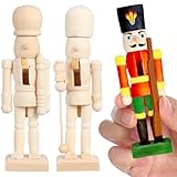 MAGICLULU Nutcracker 3Pcs, Wooden Unfinished Christmas Decor, Natural Wood Color, DIY Craft, 12x4.5x4cm/ 4.72x1.77x1.57inch