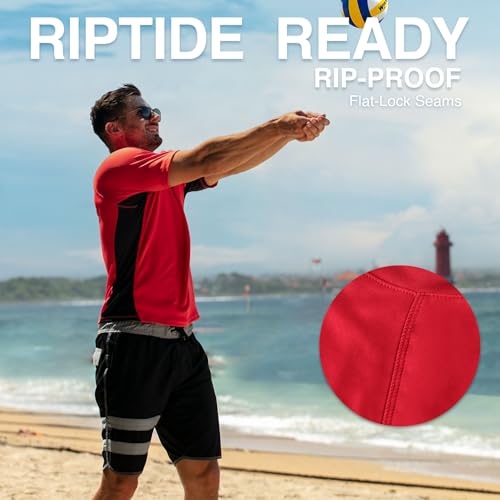 image for Kanu Surf Men’s Swim Shirt with Short Sleeves – UPF 50+ Rash Guard