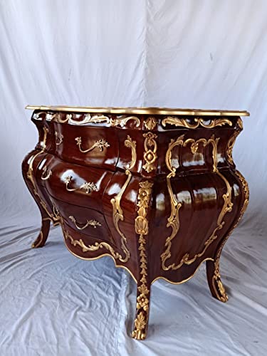 Kunibert Louis XIV Antique Royale Louises Baroque Rococo Style Commode Buffet Armoire Buffet Armoire Buffet Couleur : Noyer avec Or Largeur 115 cm