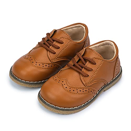 Image of KIDSUN Toddler Dress Shoes Boys Girls Lace Up Oxford Shoes School Uniform Loafer Flats Casual Wedding Party Shoes