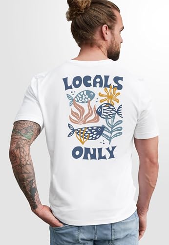 Neverless Herren T-Shirt Maritim Meer Fische Aufdruck Sommer Fashion Locals Only