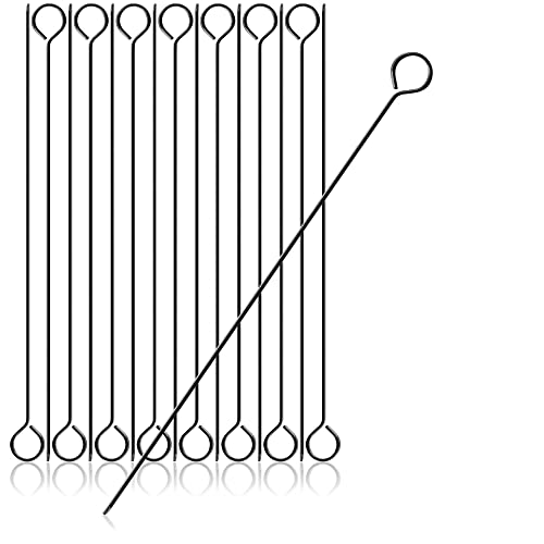COM-FOUR® 16x Stainless Steel skewers - 32 cm Long Barbecue Skewer - Black Meat Skewer Also for Vegetables and Seafood (32cm)