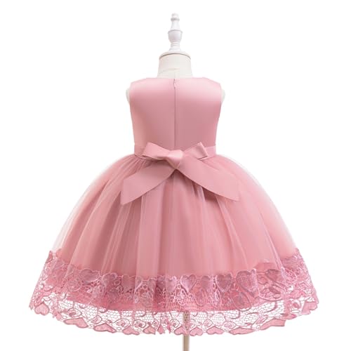 Girls Flower Lace Tulle Dress Sleeveless Formal Princess Party Gown Elegant Birthday Wedding Outfit3