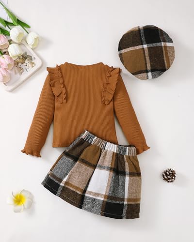 Image of Toddler Girl Clothes Outfit Shirt Top Plaid Mini Skirt Outfits Set Little Girl Dresses Kids Clothes for Girls 18M-8T