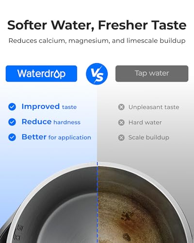 Image of Waterdrop ED12W Glass Rechargeable Water Filter Dispenser, Large 22-Cup, Reduce 70+ Contaminants, Instant Eco-Friendly Countertop Water Filter System, 5-Stage Soften Water Pitcher, with 1 Filter