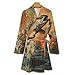 Vintage Trout Fish Jumping Fashion Robes for Women Knee Length Long Sleeved Nightgown Spa Bathrobe Soft Bath Robe L