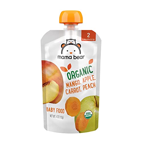 15% coupon - ★Amazon Mama Bear Organic Baby Food, Stage 2, Mango, Apple, Carrot, Peach, 12 pouches