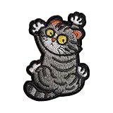 Cute Kitty Scratching Fluffy Cat Patch, Iron-on/Sew-on Applique Embroidered Funny Patch Badge Patches for Hats, Bags, Clothing, Backpacks, DIY Accessories & Crafts, Jackets, Jeans (Iron-on)
