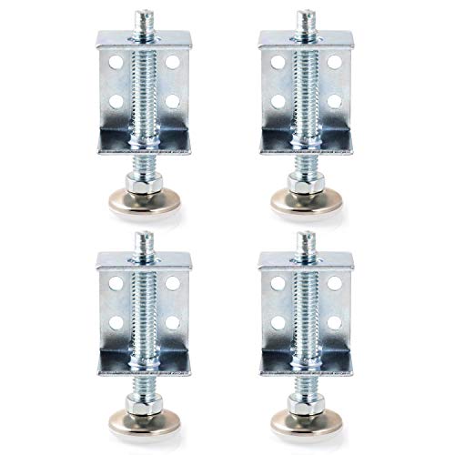 QWORK 4 Pack Adjustable Leveler Leveling Feet with U-Bracket for Furniture, Tables, Capacity to 500lbs