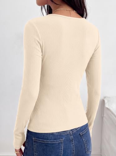 Ekouaer Long Sleeve Shirts for Women Ribbed Top Slim Fit Thermal Undershirt - image 5