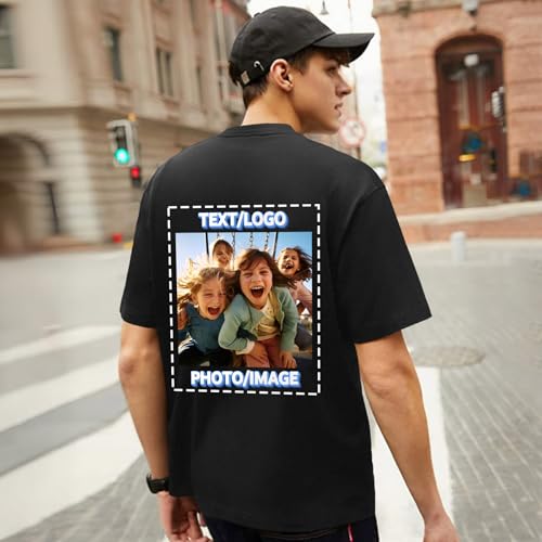 Custom T Shirts for Men Personalized Shirt with Front & Back Print Design Your Own Tee with Logo Text Picture3