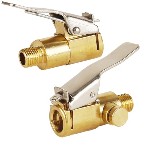 Posocco 2 Pcs Brass Locking Tire Air Chuck,Tire Inflator Hose Adapter with Pressure Release Button, No Leakage Tire Chucks for Vehicle Inflator Compressor Pump Connect Accessories Tool