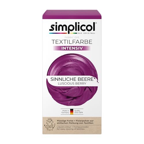 simplicol Textilfarbe intensiv Sinnliche Beere | Einfaches Färben in der Waschmaschine | Flüssige Farbe & Fixierpulver | 1er Pack