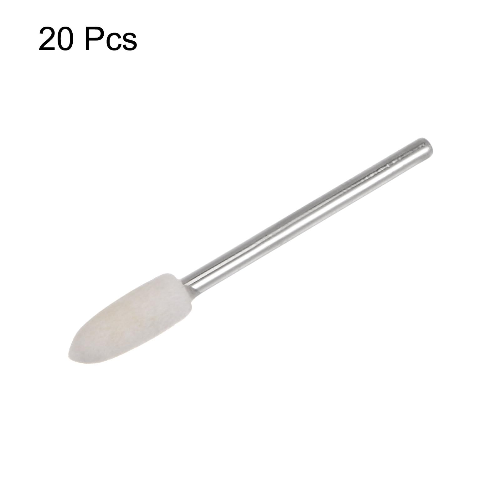 QUARKZMAN 20pz Punte Mandrino Montate Feltro Lana 5mm Testa 1/10 Pollici supporto Conico Lucidatura Punta Trapano Feltro Lucidatura Ruota per Strumento Rotante
