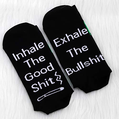 MBMSO Marijuana Weed Socks 2 Pairs Inhale the Good Shit Exhale the Bullshit Socks Marijuana Gifts Funny Stoner Gifts - Image 5