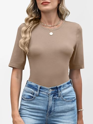 Image of ANRABESS Womens Half Sleeve Tops Crewneck Shirts Basic Fit Work Tee