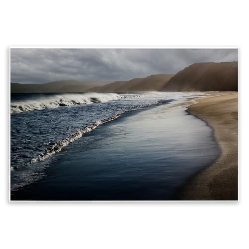 Beach Foam Rolling Waves, 13 x 19 Inch Mounted Print on Wall Plaque
