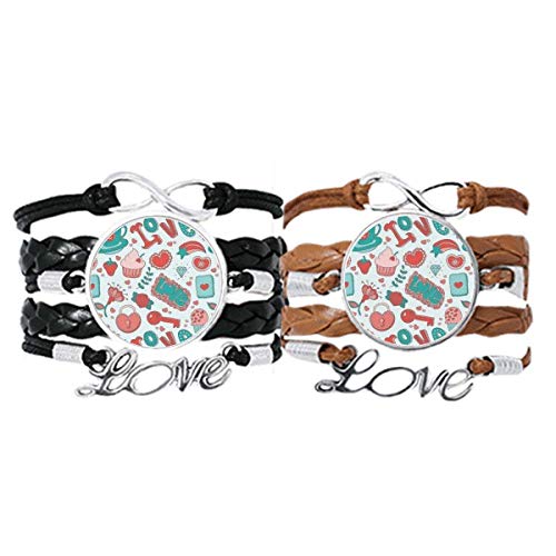 Bracelet en cuir cœur de fraise au look décontracté pour couple branché