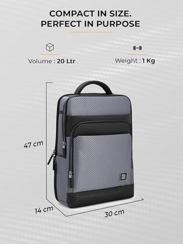 Image of EUME Carbonis 20L Laptop Backpack for Men & Women Office Use| 15.6 Inch Laptop Bag with USB Charging Port, Water Resistant Fabric|Spacious Backpack for Travelling | Vegan Leather