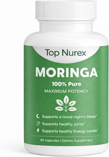 Top Nurex Moringa Capsules Sustained Energy Immune Support & Digestive Wellness Natural Green Superfood Supplement Vegan Non-GMO 60 Capsules