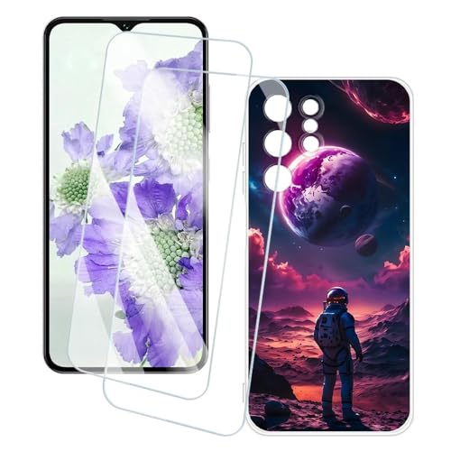 OAGELIM 2�Z�b�g �X�N���[���v���e�N�^�[ + �P�[�X Oukitel C2-EV 4G (6.52 �C���`) �Ƃ̌݊������� �A�[�e�B�X�e�B�b�N�J�X�^���v�����g�J�o�[�Ƌ����K���X�t�B���� �X�N���b�`�h�~ (�F����s�m)