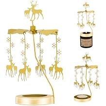 Rancco Candle Carousel, Scented Candle Spinner, Christmas Rotary Gold Decoration, Hover Rotating Tea Light, Candlestick for Xmas Wedding Party Home Table Centerpiece Meditation Decor Gift