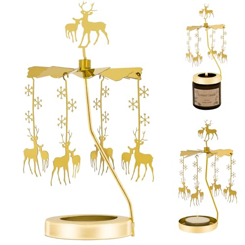 Rancco Tea-Light Candle Christmas Carousel (Gold Color) - image 1