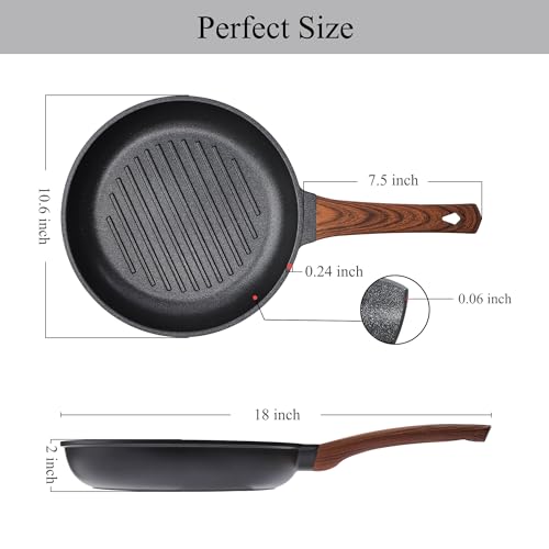 Vinchef GP-10 Inch Aluminum Nonstick Grill Pan For Stove Tops|Round Grill Pan thumb #5