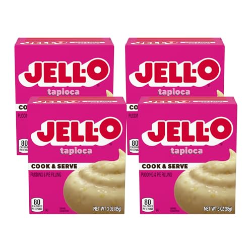 Jell-O, Cook & Serve, Tapioca Pudding & Pie Filling, 3oz Box (Pack of 4)