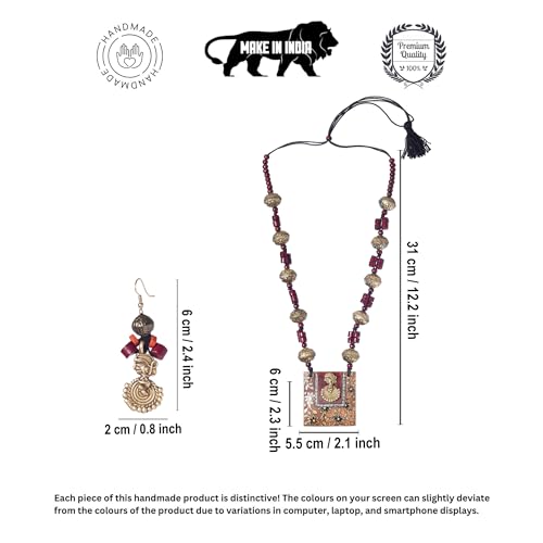 Image of AAKRITI ART CREATIONS Handcrafted Women's Jewelry Set - Ethnic Necklace and Earrings, Fashion Accessories for Special Occasions & Celebrations