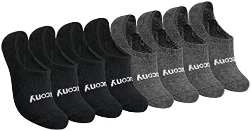 Saucony womens 8 Pairs No Show Cushioned Invisible Liner Casual Sock, Black/Charcoal (8 Pairs), Shoe Size 6-10 US
